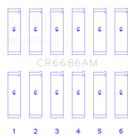 King Engine Bearings Toyota 1Mzfe (Size +0.50mm) Connecting Rod Bearing Set - CR6686AM0.5