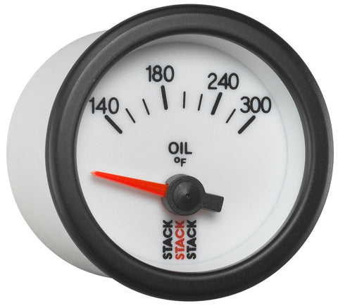 Autometer Stack 52mm 140-300 Deg F 1/8in NPTF Electric Oil Temp Gauge - White - ST3260