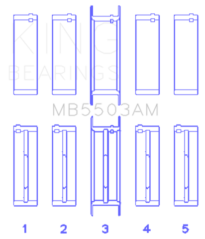 King Ford V8 351ci 5.8L 16v Crankshaft Main Bearing Set (Set of 5) - MB5503AM