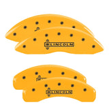MGP 4 Caliper Covers Engraved Front & Rear Cursive/Cadillac Yellow finish black ch - 35023SCADYL
