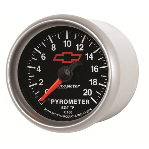 AutoMeter Gauge Pyrometer (Egt) 2-1/16in. 2000 Deg. F Stepper Motor Chevy Red Bowtie Black - 3645-00406