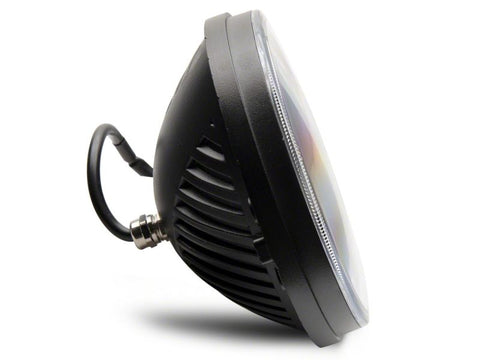 Raxiom 97-18 Jeep Wrangler TJ & JK Axial 7-In LED Headlights w/ DRL - Blk Housing (Clear Lens) - J143372