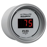 Autometer Ultra-Lite Digital 2-1/16in 0-280 OHM Silver Dial w/ Red LED Programmable Fuel Level Gage - 6510