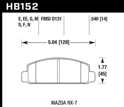 Hawk 84-91 Mazda RX-7 (4 Lug Models) Blue 42 Front Brake Pads - HB152EE.540
