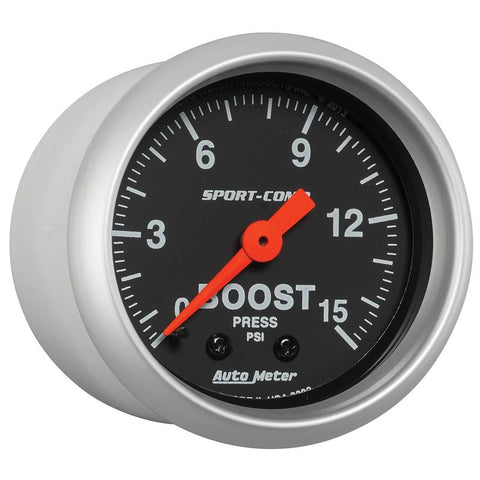 Autometer 2-1/16in 0-15 PSI Mechanical Sport-Comp Boost Pressure Gauge - 3302