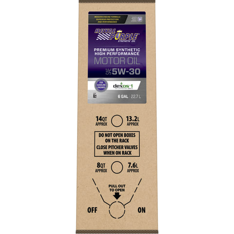 Royal Purple Premium Synthetic High Performance Multi-Grade 5W30 Motor Oil - 6 Gallon Bag-In-Box - 60530