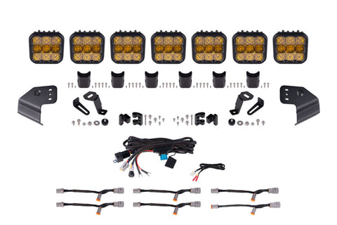 Diode Dynamics Bronco SS5 Pro CrossLink Windshield - Yellow Combo Lightbar Kit - DD7265