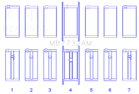 King Engine Bearings Datsun L28 (Size +0.25mm) Crankshaft Main Bearing Set - MB7732AM0.25