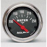 Autometer Traditional Chrome 52mm 100-250 Deg F Short Sweep Electrical Water Temperature Gauge - 2532