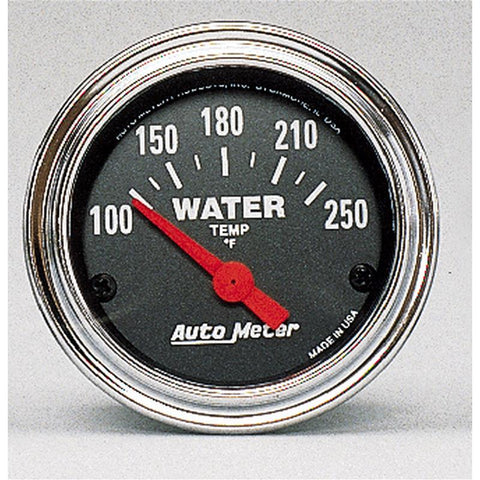 Autometer Traditional Chrome 52mm 100-250 Deg F Short Sweep Electrical Water Temperature Gauge - 2532