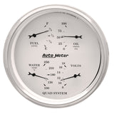 AutoMeter Gauge Quad 5in. 240 Ohm(e) to 33 Ohm(f) Elec Old Tyme White - 1610