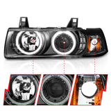 ANZO 1992-1998 BMW 3 Series E36 Projector Headlights w/ Halo Black G2 1 pc - 121325