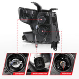 ANZO 2015-2020 Chevy Tahoe Projector Headlights Plank Style Black w/DRL - 111492