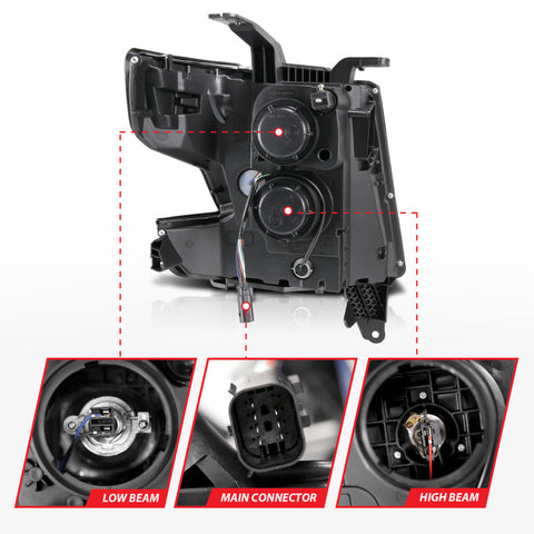 ANZO 2015-2020 Chevy Tahoe Projector Headlights Plank Style Black w/DRL - 111492