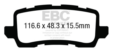 EBC 13+ Acura RLX 3.5 Yellowstuff Rear Brake Pads - DP43018R