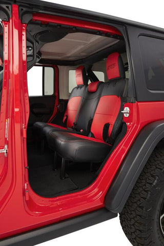 PRP 2018+ Jeep Wrangler JLU/4 door Rear Bench Cover with Cloth Interior - Black/Red - B043-05