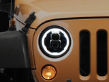 Raxiom 07-18 Jeep Wrangler Axial Series 7-Inch LED Headlights w DRL/ Black Housing - Clear Lens - J178741