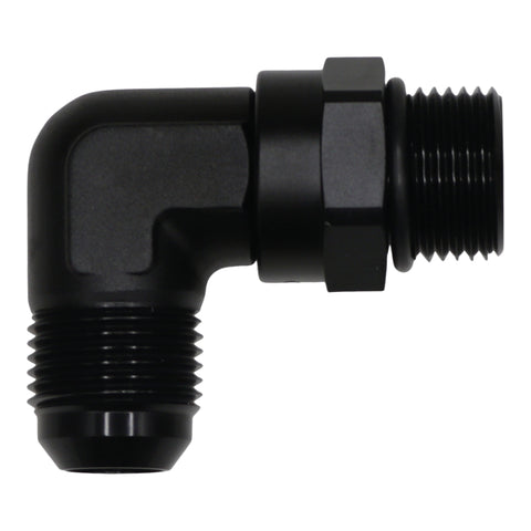 DeatschWerks 10AN ORB Male Swivel to 10AN Male Flare 90-Degree Fitting - Anodized Matte Black - 6-02-0412-B