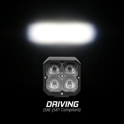 XK Glow Flush Mount XKchrome 20w LED Cube Light w/ RGB Accent Light Kit w/ Cntrlr- Driving Beam 2pc - XK065002-D-KIT