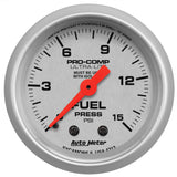 Autometer Ultra-Lite 2-1/16in 0-15 PSI Mechanical Fuel-Pressure Gauge w/ Isolator - 4313