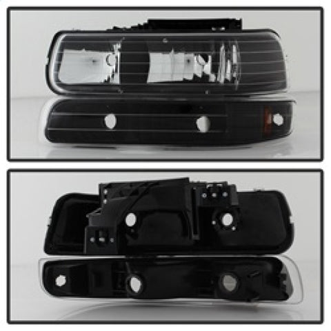 xTune Chevy Tahoe 00-06 Amber Crystal Headlights w/ Bumper Lights Black HD-JH-CSIL99-SET-AM-BK - 5064219
