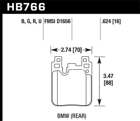 Hawk 12-16 BMW 328i HPS 5.0 Rear Brake Pads - HB766B.624