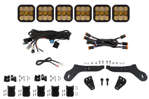 Diode Dynamics 17-20 Ford Raptor SS5 Grille CrossLink Lightbar Kit - Yellow Pro Combo - DD7338