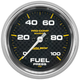 Autometer Marine Carbon Fiber 2-5/8in 100 PSI Digital Stepper Motor Fuel Pressure Gauge - 200851-40
