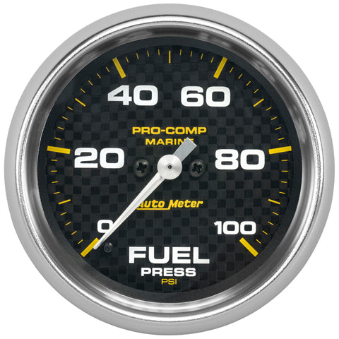 Autometer Marine Carbon Fiber 2-5/8in 100 PSI Digital Stepper Motor Fuel Pressure Gauge - 200851-40
