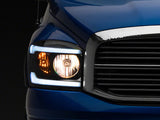 Raxiom 06-09 Dodge RAM 1500/2500/3500 Axial Headlights w/ SEQL LED Bar- Blk Housing (Clear Lens) - R131480