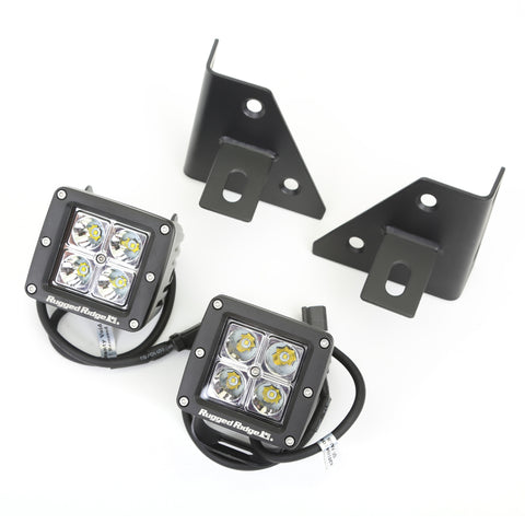 Rugged Ridge 76-95 Jeep Wrangler CJ/YJ Square Windshield LED Kit w/ Brackets - 11027.12