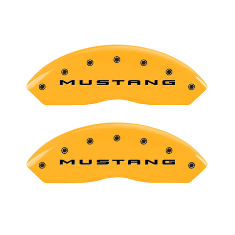 MGP 4 Caliper Covers Engraved Front 2015/Mustang Engraved Rear 2015/Bar & Pony ylw finish black ch - 10202SMB2YL