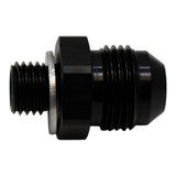 DeatschWerks 8AN Male Flare to M12 X 1.5 Male Metric Adapter (Incl Washer) - Anodized Matte Black - 6-02-0617-B