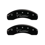 MGP 4 Caliper Covers Engraved Front & Rear Cursive/Cadillac Black finish silver ch - 35003SCADBK