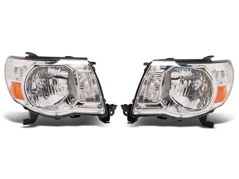 Raxiom 05-11 Toyota Tacoma Axial Series OE Replacement Headlights- Chrome Housing- Clear Lens - TT26259