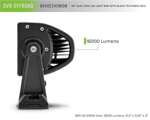 DV8 Offroad BRS Pro Series 40in Light Bar 198W Flood/Spot 3W LED - Black - BR40E240W3W