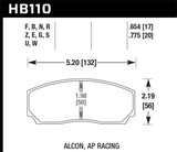 Hawk DTC-80 AP Racing 17mm Race Brake Pads - HB110Q.654