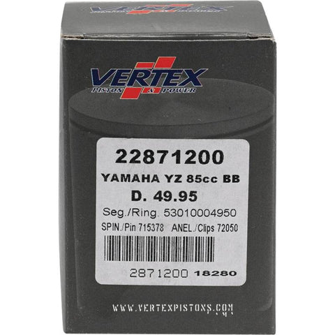 Vertex Piston 02-18 Yamaha YZ 85 85cc +2mm Cast Big Bore Piston Kit 92cc. - 22871200