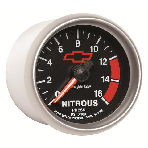 Autometer GM Bowtie Black 2-1/16in 0-1600 PSI Nitrous Pressure - Digital Stepper Motor - 3674-00406