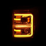 ANZO 11-16 Ford F-250/F-350/F-450 Projector Headlights w/ Plank Style Switchback Chrome w/Amber - 111407
