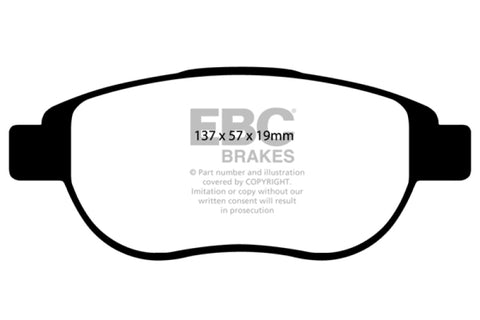 EBC 12+ Fiat 500 1.4 Turbo Abarth Ultimax2 Front Brake Pads - UD1618