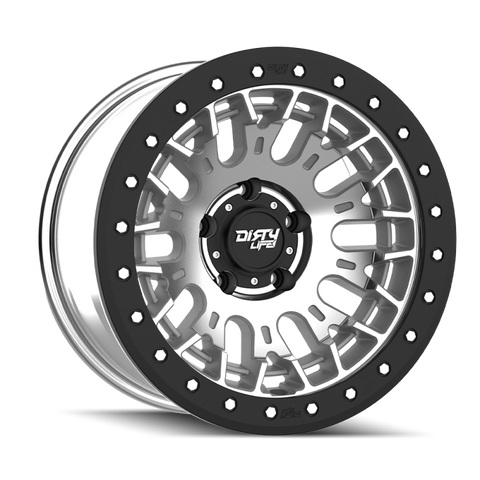 Dirty Life DT-3 17X9 5x127 -38 Offset - Machined Finish w/ Simulated Beadlock - 9317-7973M38