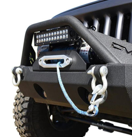 DV8 Offroad 07-18 Jeep Wrangler JK/JL FS-15 Steel Stubby Front Bumper w/ Fog Lights - FBSHTB-15