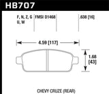 Hawk 11-12 Chevy Cruze Eco/LS/1LT/2LT/LTZ Performance Ceramic Rear Street Brake Pads - HB707Z.638