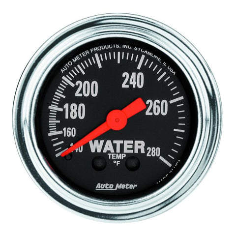 Autometer Traditional Chrome Mechanical Water Temperature 2 1/16in 140-280 F Gauge - 2431