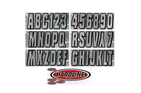 Hardline Boat Lettering Registration Kit 3 in. - 320 Chrome/Black - CHBLK320
