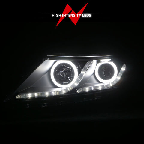 ANZO 2011-2013 Kia Optima Projector Headlights w/ Halo Black (CCFL) - 121460