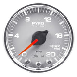 Autometer Spek-Pro Gauge Pyro. (Egt) 2 1/16in 2000f Stepper Motor W/Peak & Warn Slvr/Chrm - P31021