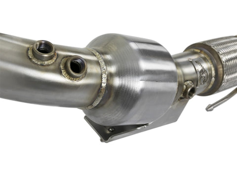 aFe Twisted Steel 3in. 304 SS Catted Series Downpipe 16-18 Ford Focus RS I4-2.3L (t) - 48-33024-HC