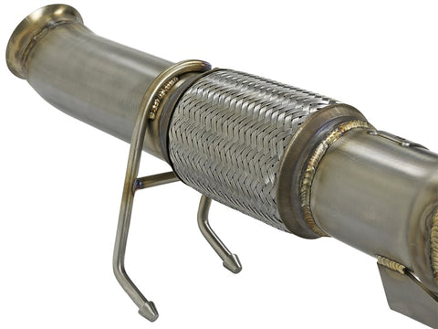 aFe Twisted Steel 3in. 304 SS Catted Series Downpipe 16-18 Ford Focus RS I4-2.3L (t) - 48-33024-HC